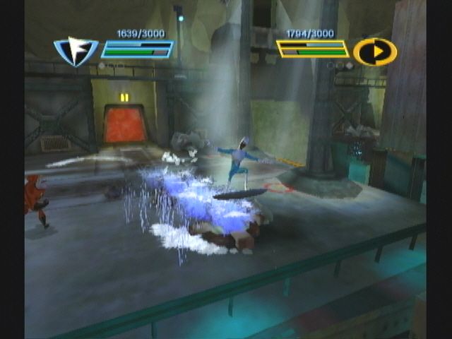 The Incredibles: Rise of the Underminer (GameCube) screenshot: Our spelunkers avoid steam vents.