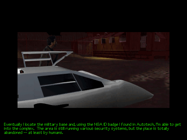 The Pandora Directive (DOS) screenshot: Tex arrives at Roswell.