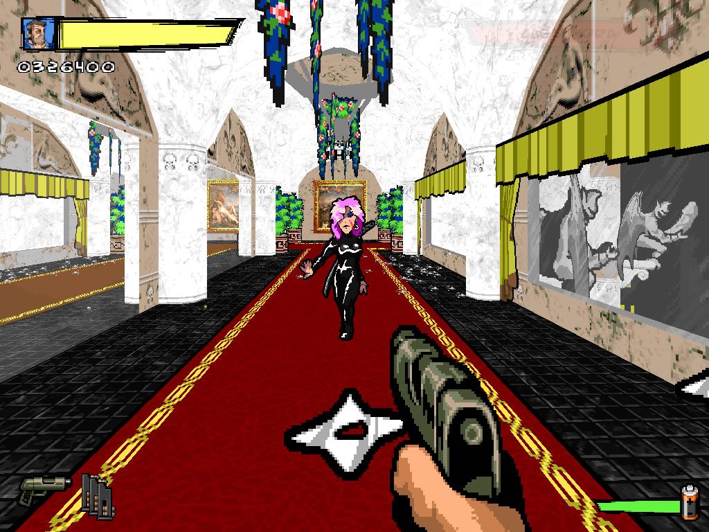 Urban Brawl: Action DooM 2 (Windows) screenshot: A female ninja throws a shuriken.
