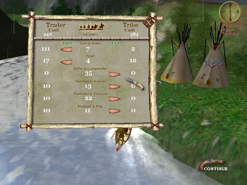 Territory: The Mountain Men (Windows) screenshot: Trading with the Indians