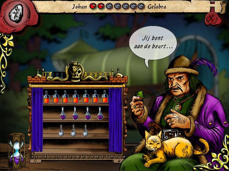 De Rode Ridder: Gebroken Kracht (Windows) screenshot: Play the bottle-game with Gelabra.