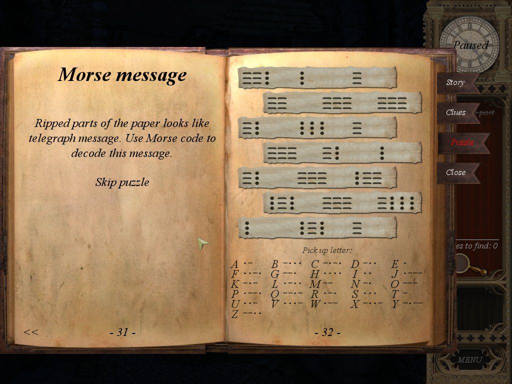 Mystery Chronicles: Murder Among Friends (Windows) screenshot: Morse code message