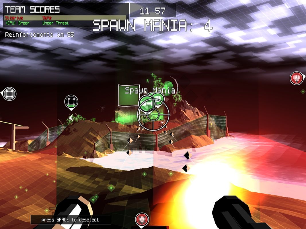 Multiwinia: Survival of the Flattest (Windows) screenshot: Taking over the control of this turret.