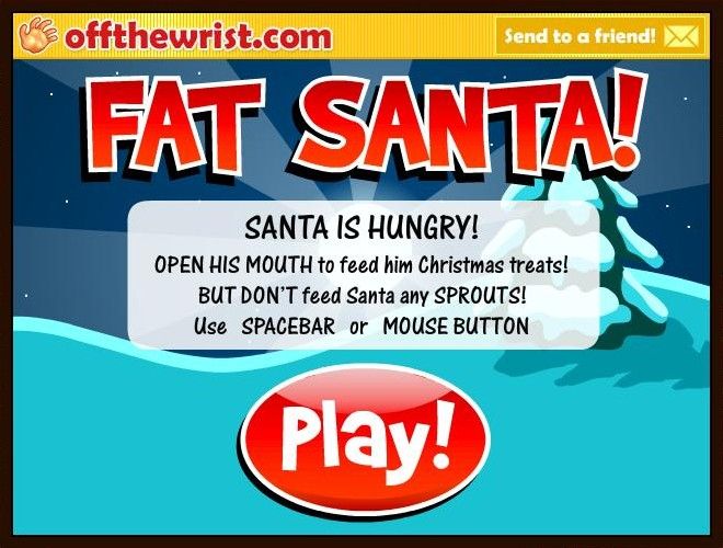Fat Santa! (Browser) screenshot: Title screen and instructions