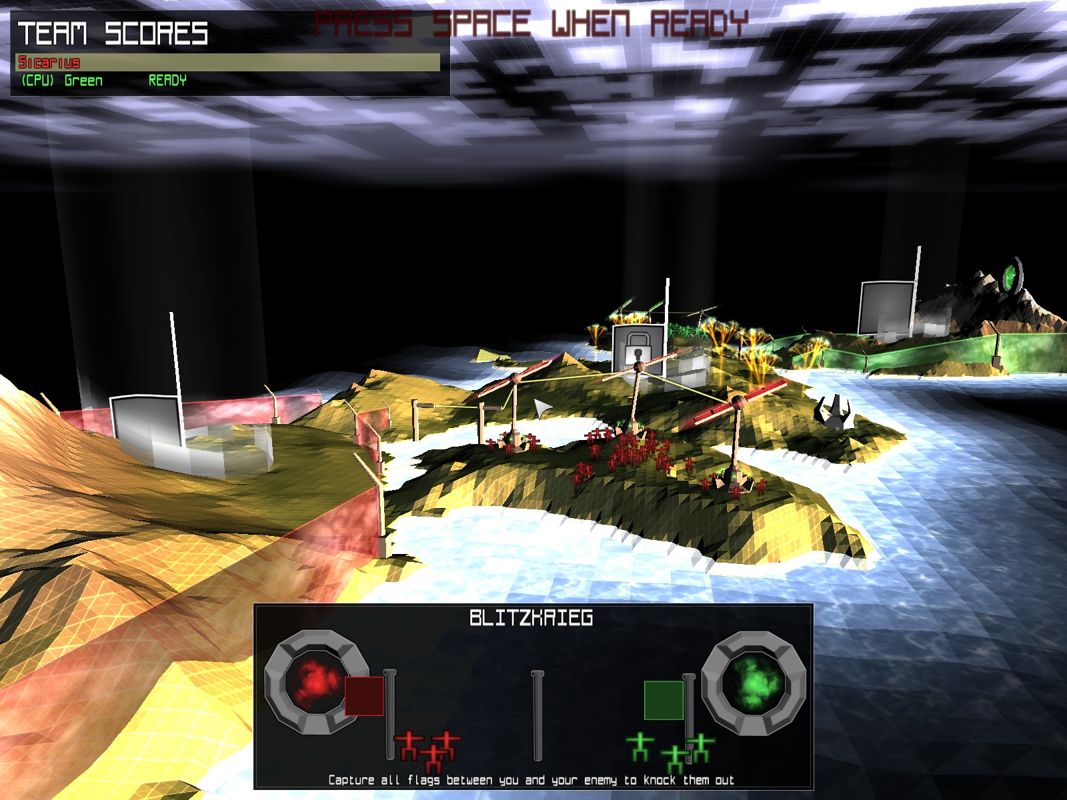 Multiwinia: Survival of the Flattest (Windows) screenshot: A small movie explains what the goal on the current map is.
