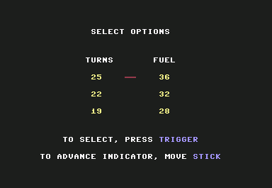 Panzer-Jagd (Commodore 64) screenshot: Options menu