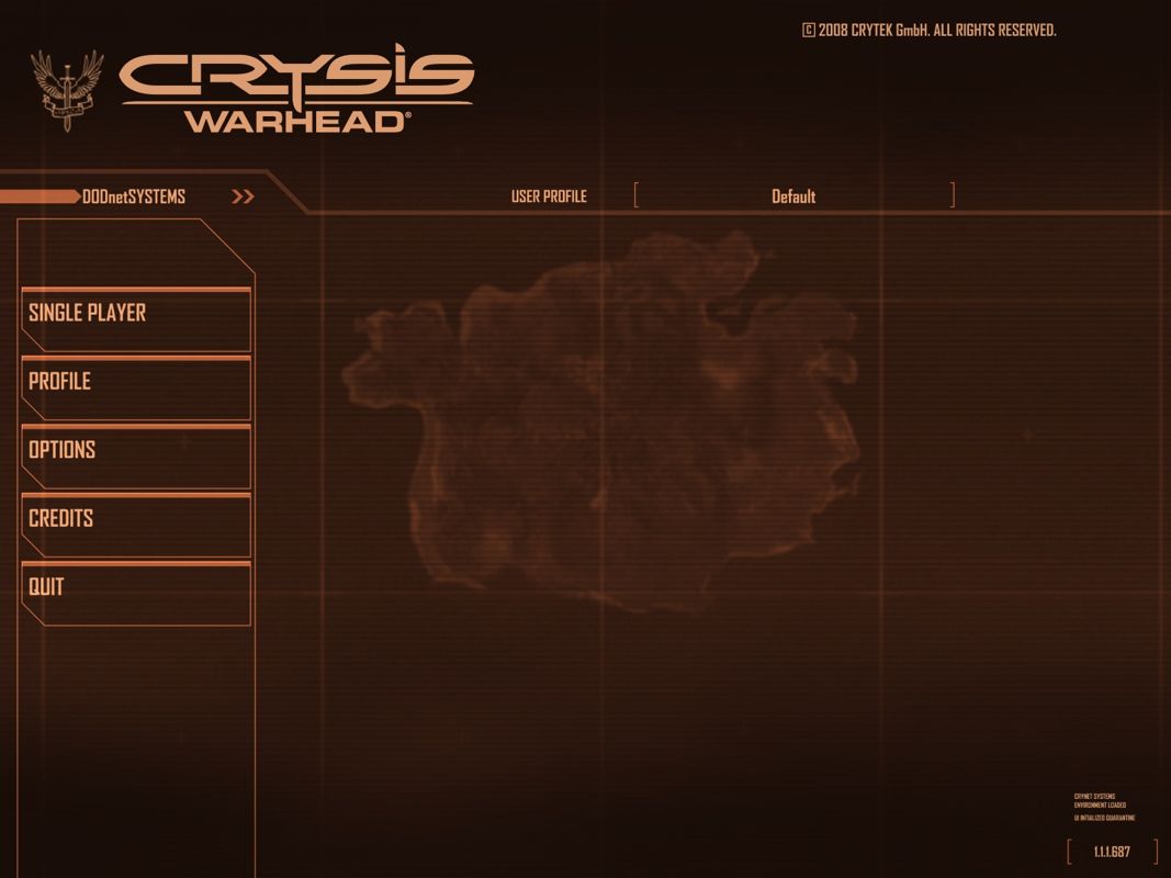 Crysis: Warhead (Windows) screenshot: Main Menu