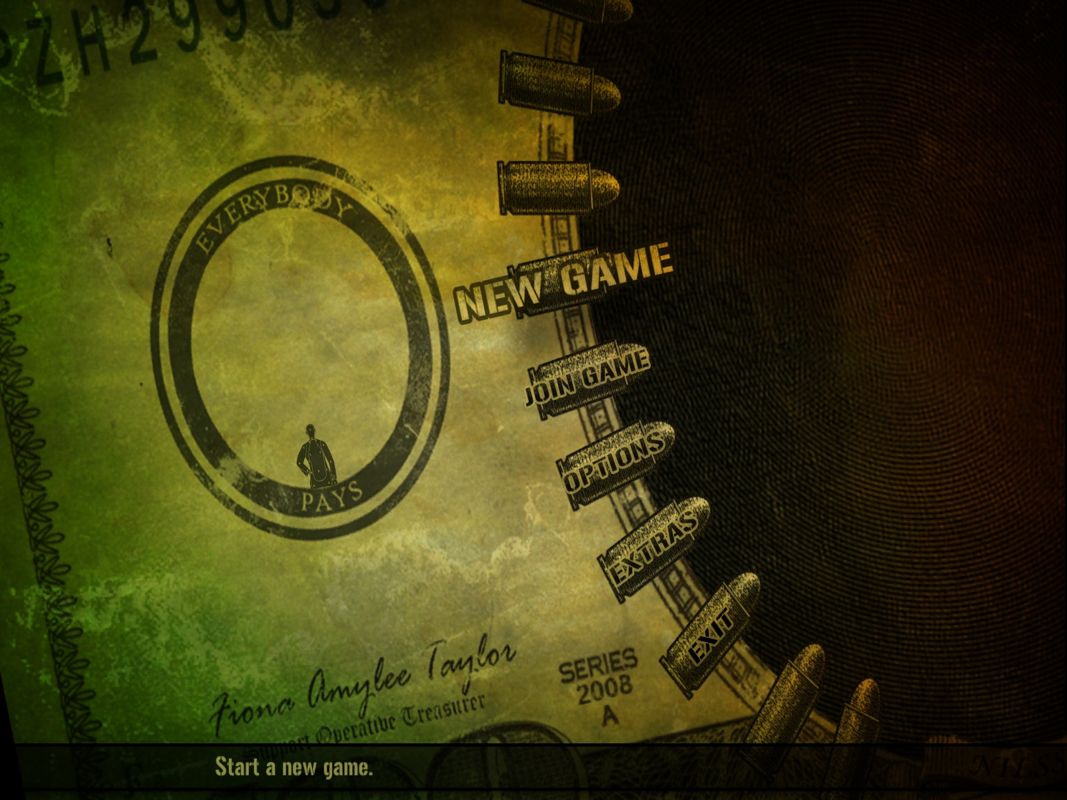 Mercenaries 2: World in Flames (Windows) screenshot: Main Menu