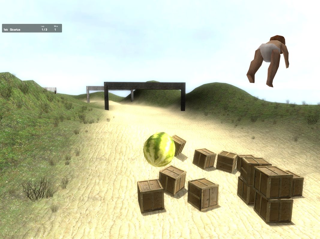 Garry's Mod (Windows) screenshot: One of the many possible game modes: Melon Racer