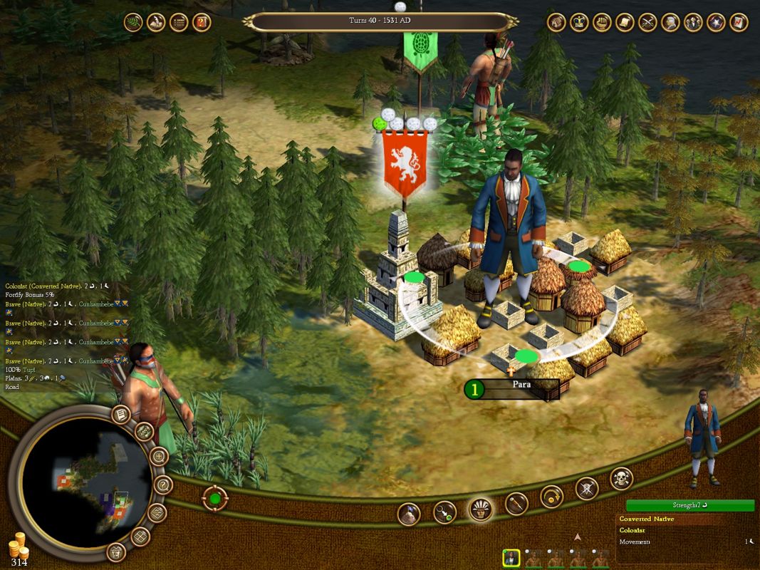 Sid Meier's Civilization IV: Colonization (Windows) screenshot: Converted a native to my side.
