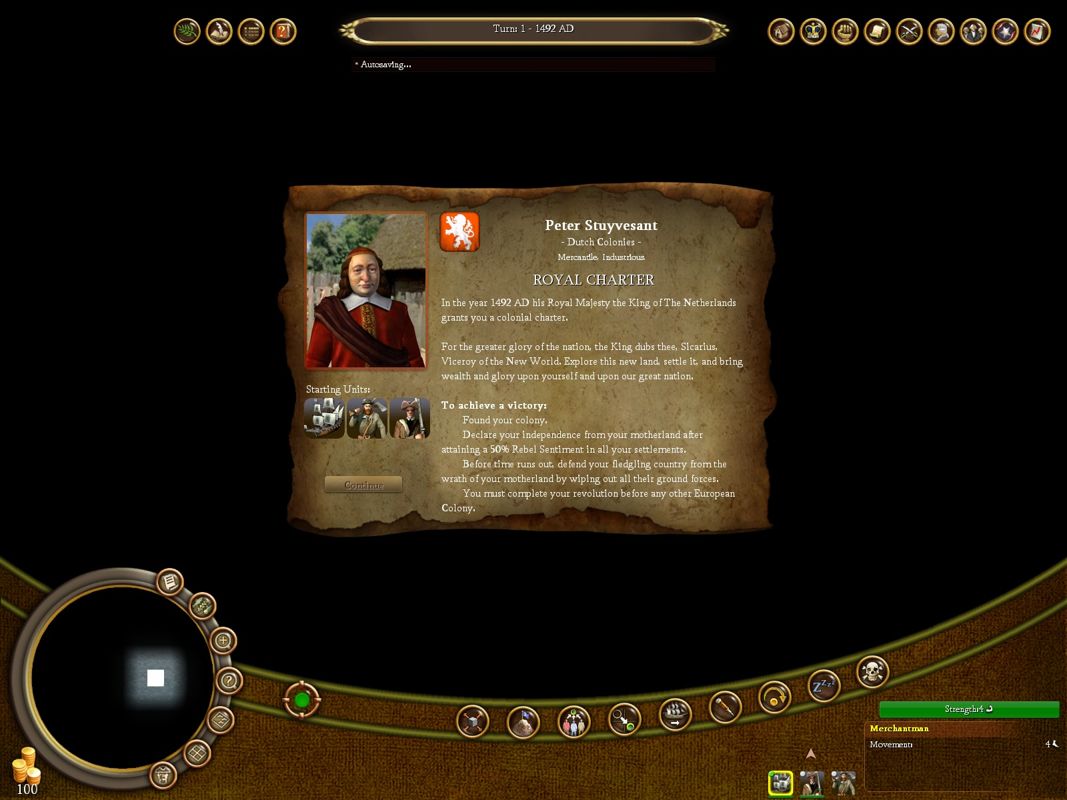 Sid Meier's Civilization IV: Colonization (Windows) screenshot: Details about your mission.