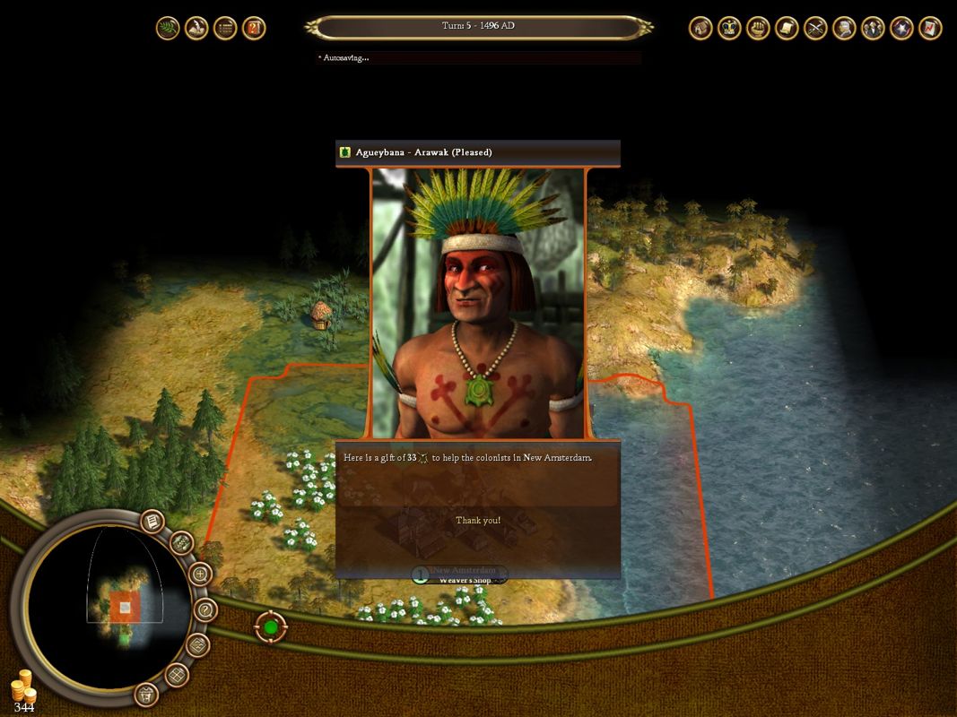 Sid Meier's Civilization IV: Colonization (Windows) screenshot: Greeted by a native chieftain.