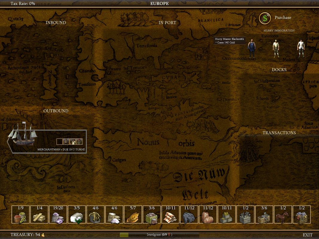 Sid Meier's Civilization IV: Colonization (Windows) screenshot: The home port in the old world.
