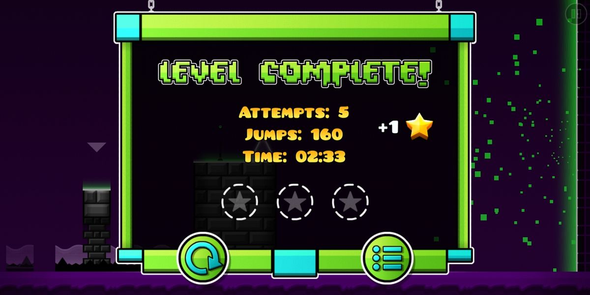 Geometry Dash: Meltdown (Android) screenshot: Level Complete!