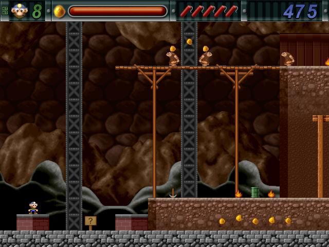 Gold Miner Joe (Windows) screenshot: Starting room 2 of the brown shaft
