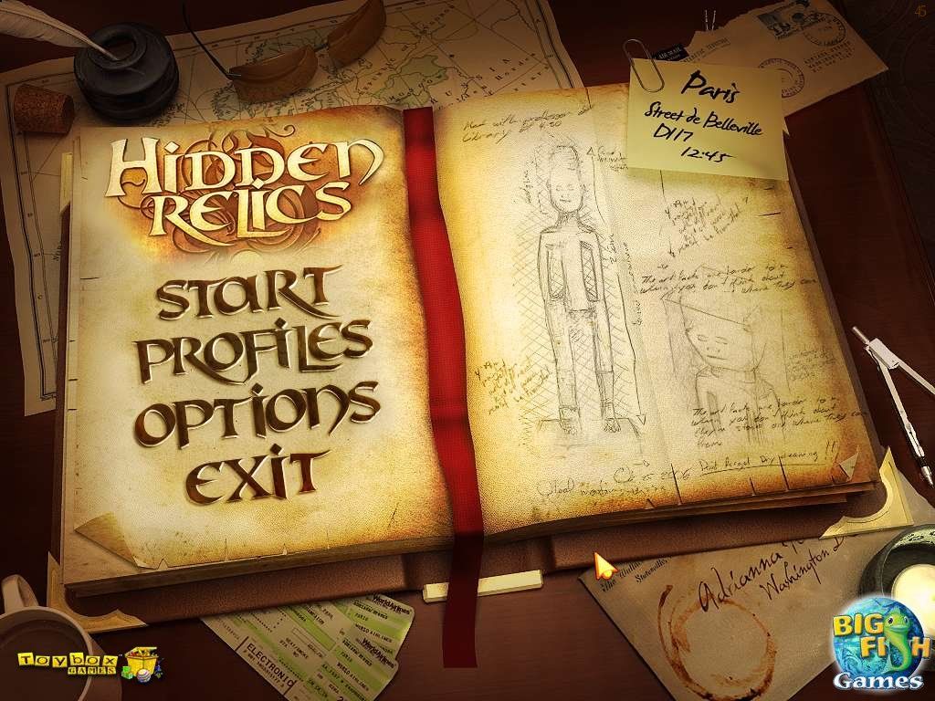 Hidden Relics (Windows) screenshot: Main menu