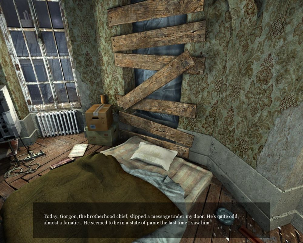 Nikopol: Secrets of the Immortals (Windows) screenshot: Starting in your apartment. Can't you buy or make a bed?