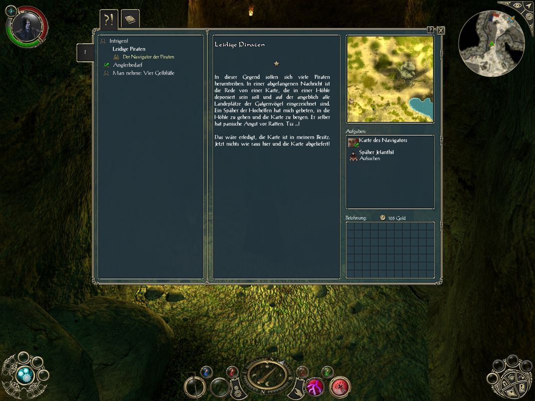 Sacred 2: Fallen Angel (Windows) screenshot: The quest log even shows a screenshot of the area where the goal is located.