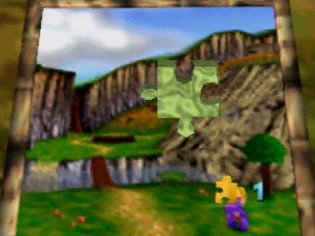 Banjo-Kazooie (Nintendo 64) screenshot: The Jiggies that Banjo collects are used to fill in puzzles which open new worlds.