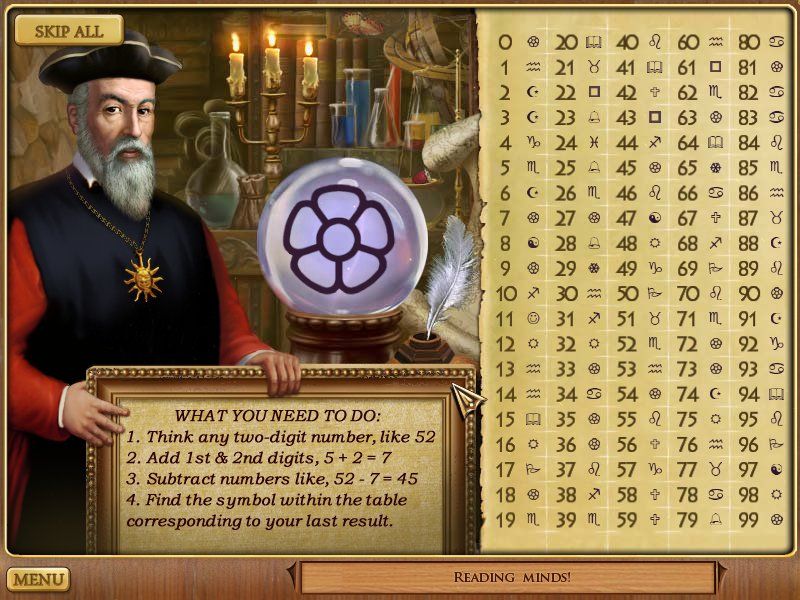 Cassandra's Journey: The Legacy of Nostradamus (Windows) screenshot: Number trick