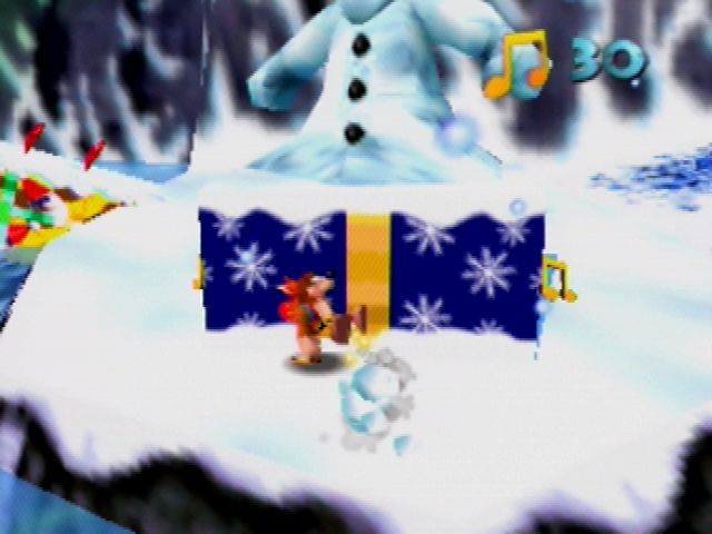 Banjo-Kazooie (Nintendo 64) screenshot: These snowmen constantly hurl snowballs at you.