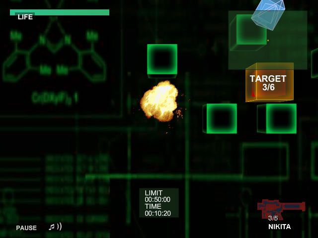 Flash Gear Solid VR: The NIKITA Missions (Browser) screenshot: Target destroyed.