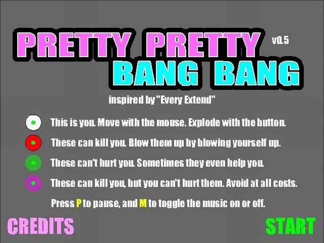 Pretty Pretty Bang Bang (Browser) screenshot: Title screen