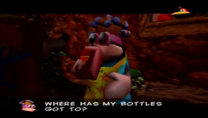Banjo-Tooie (Nintendo 64) screenshot: Bottles' wife is waiting for her husband...who's going to tell her?