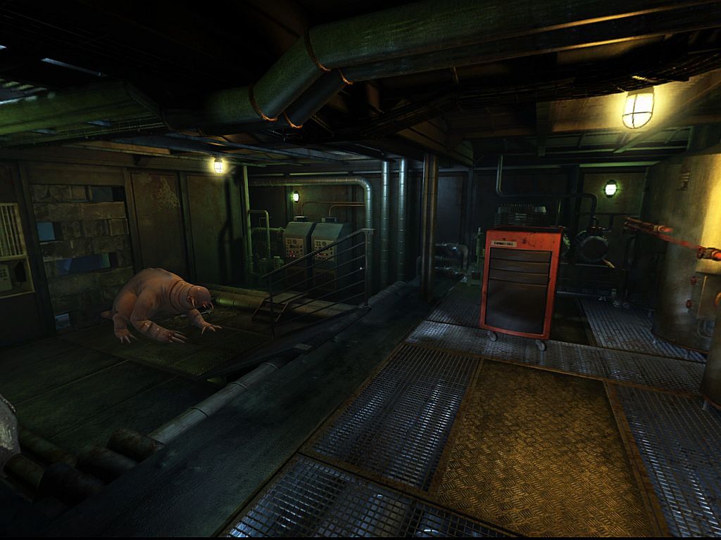 Nikopol: Secrets of the Immortals (Windows) screenshot: Trying to get past the monster