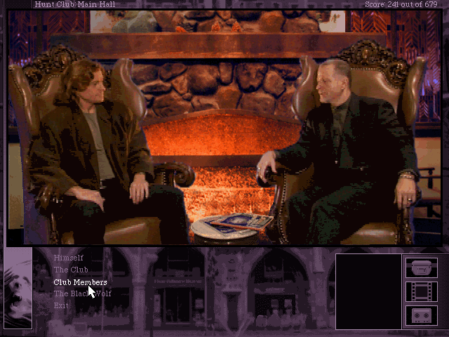 The Beast Within: A Gabriel Knight Mystery (DOS) screenshot: The typical dialogue window (talking to one of the club members).