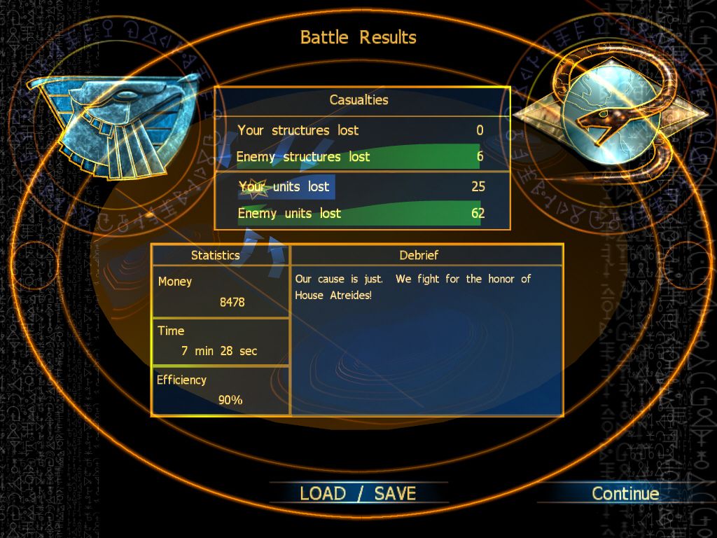 Emperor: Battle for Dune (Windows) screenshot: Battle results