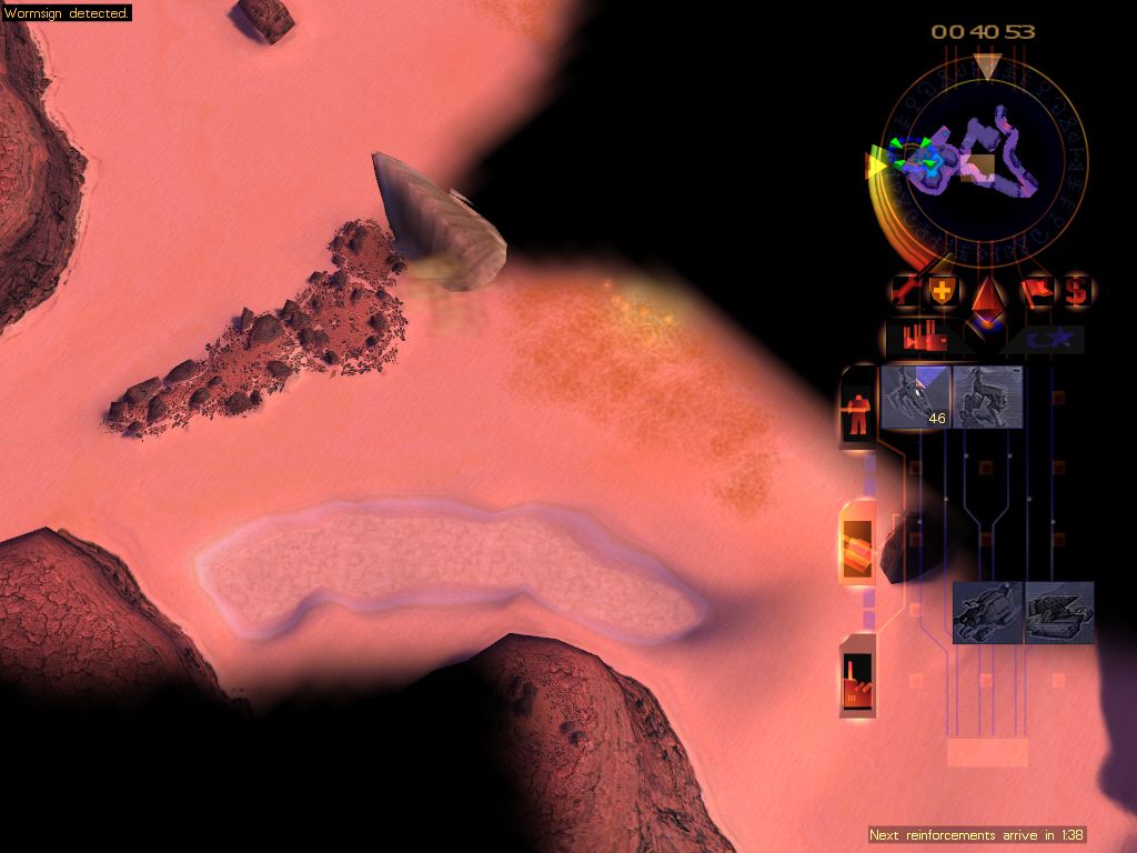 Emperor: Battle for Dune (Windows) screenshot: Wormsign detected