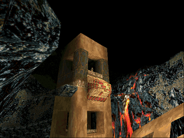Tomb Raider: Gold (DOS) screenshot: A wide view of the Atlantis level.