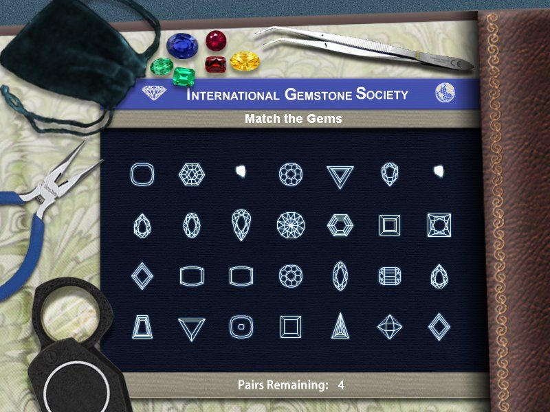 Amazing Finds (Windows) screenshot: Gem matching mini-game