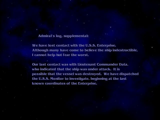 Star Trek: Generations (Windows) screenshot: Lost contact with the U.S.S. Enterprise.