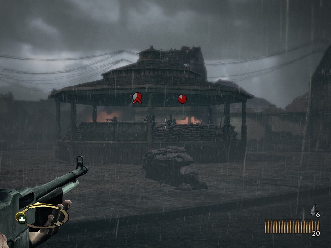 Brothers in Arms: Hell's Highway (Windows) screenshot: Rain - the only dramatic effect known to men.