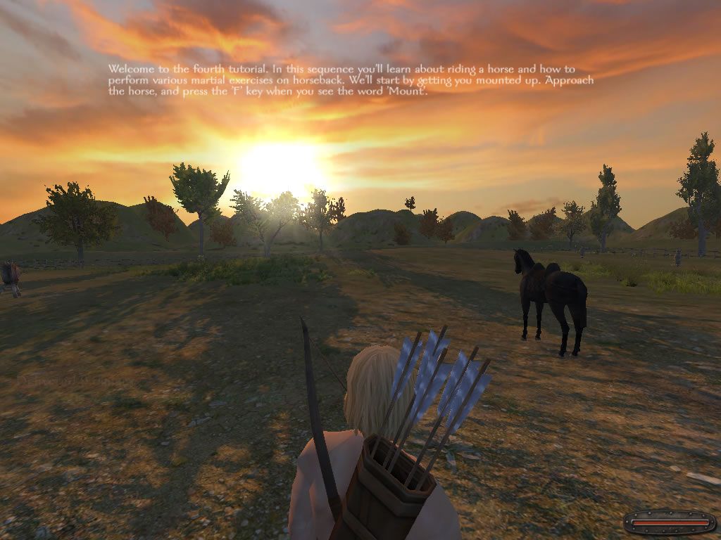 Mount & Blade (Windows) screenshot: Watching the horizon in a tutorial level.