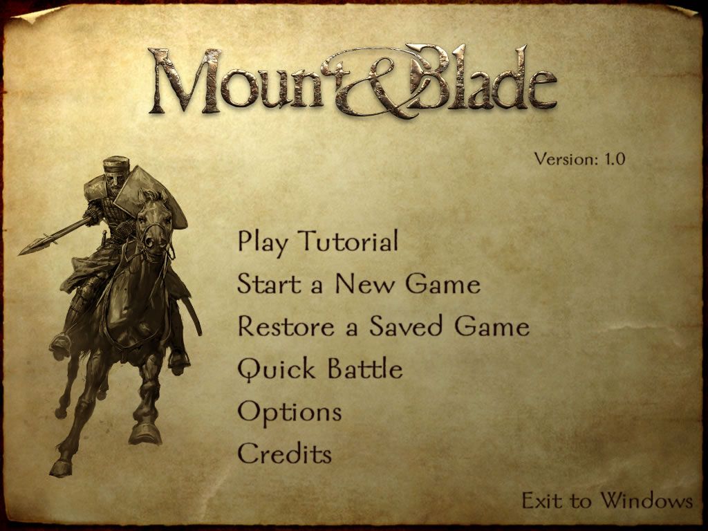 Mount & Blade (Windows) screenshot: Main menu