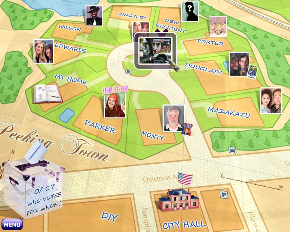 Miss Teri Tale: Vote 4 Me! (Windows) screenshot: Town map.