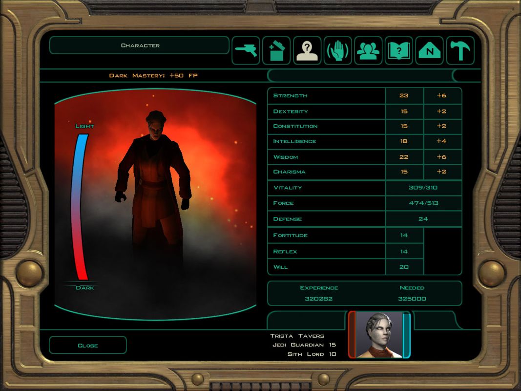 Star Wars: Knights of the Old Republic II - The Sith Lords (Windows) screenshot: The option to play dark side is ever present
