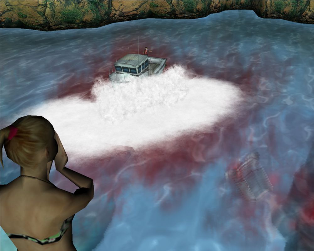 Jaws: Unleashed (Windows) screenshot: Girl watching someone in trouble.