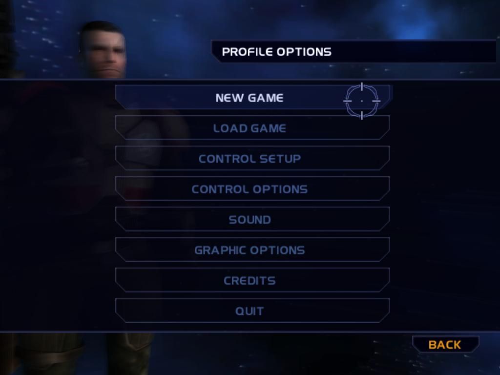 Mace Griffin: Bounty Hunter (Windows) screenshot: The games main menu
