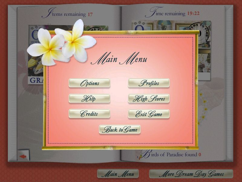 Dream Day Honeymoon (Windows) screenshot: Main menu.