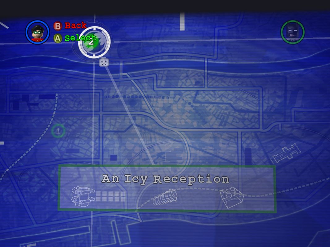 LEGO Batman: The Videogame (Windows) screenshot: The level selection screen.