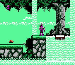 Captain America and the Avengers (NES) screenshot: Doing a level with Hawkeye