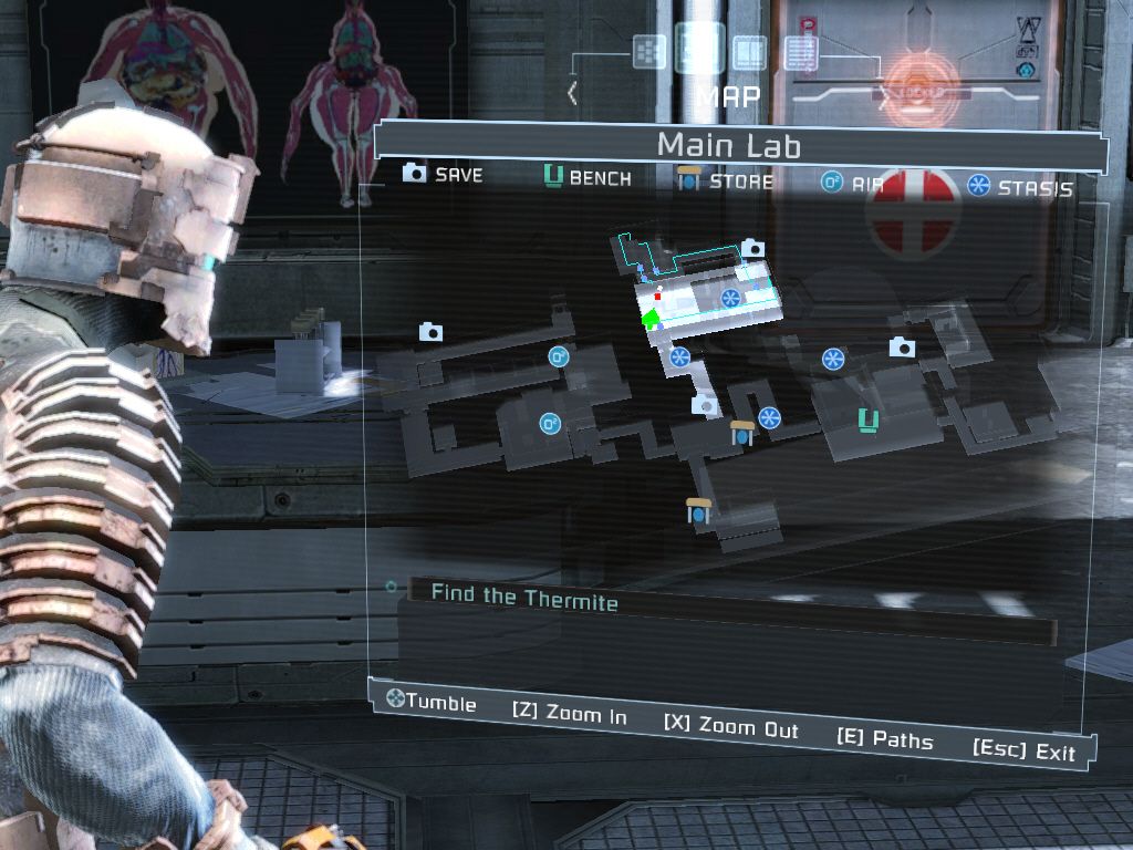 Dead Space (Windows) screenshot: Looking at the map of this area.