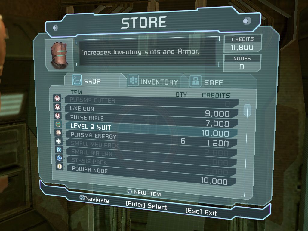 Dead Space (Windows) screenshot: You can buy and sell items in shops.