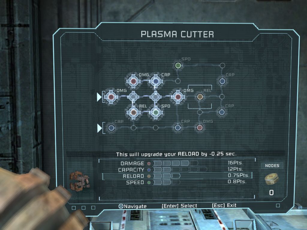 Dead Space (Windows) screenshot: Upgrading my plasma cutter.