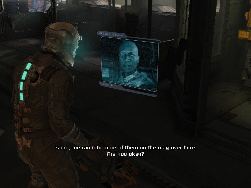 Dead Space (Windows) screenshot: Another survivor on a video-link.