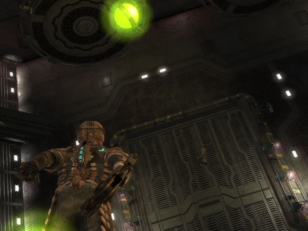 Dead Space (Windows) screenshot: "Flying" in a zero-gravity zone.